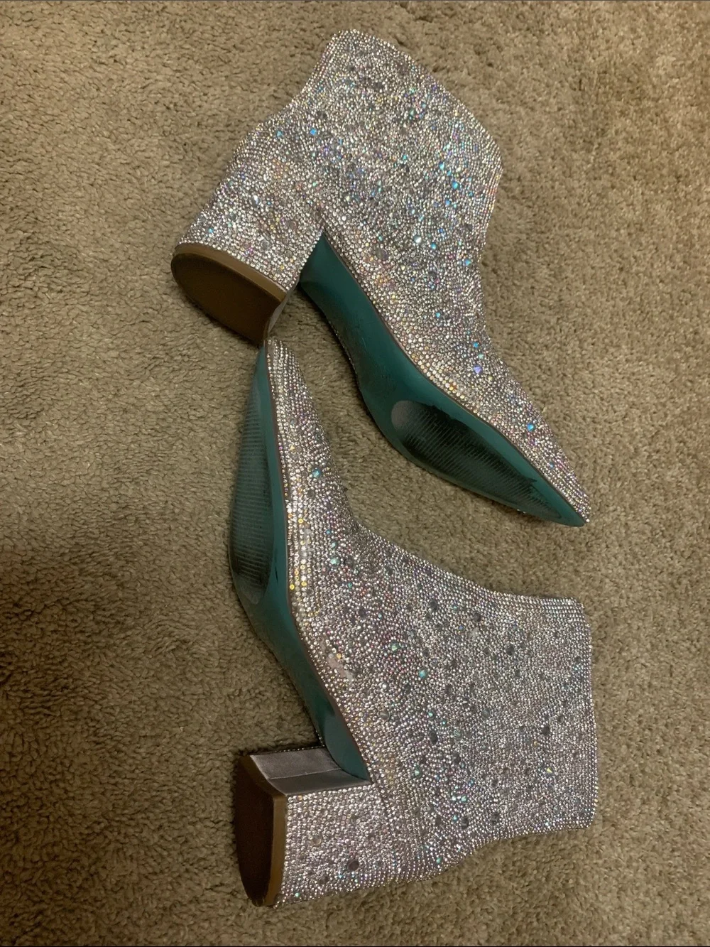 Blue by betsey Johnson 7.5 Crystal Embellished Ankle Booties